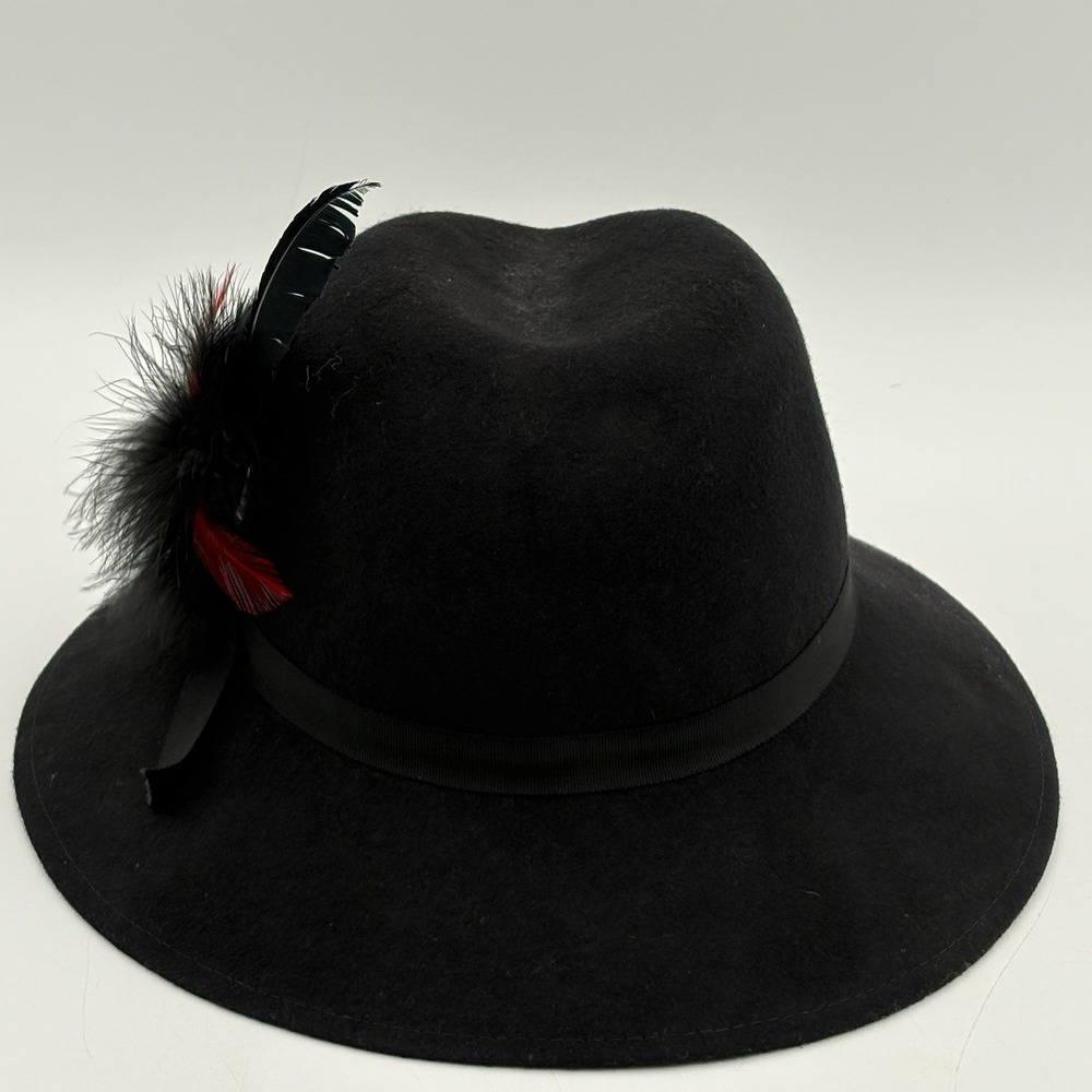 Vintage Doeskin 100% Wool Hat w/ Feather Trim‎ by Geo W. Bollman USA Black - Picture 3 of 10